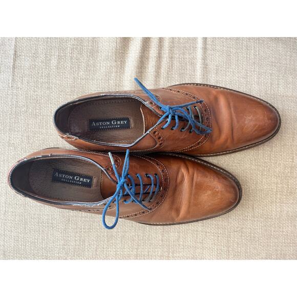 Aston Grey Collection Chestnut Leather Lace Up Oxfords Men's Dress Shoe Size 11 - Picture 2 of 12